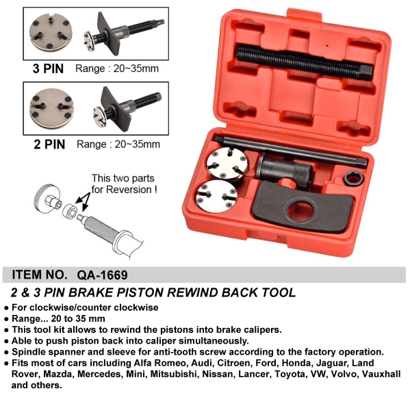 2 & 3 PIN BRAKE PISTON REWIND BACK TOOL