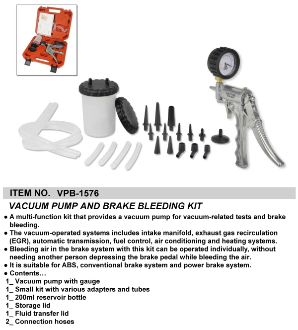 VACUUM PUMP AND BRAKE BLEEDING KIT