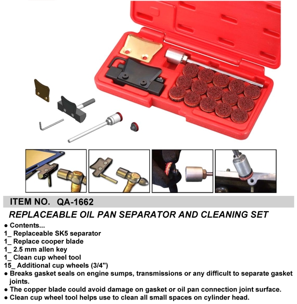 REPLACEABLE OIL PAN SEPARATOR AND CLEANING SET