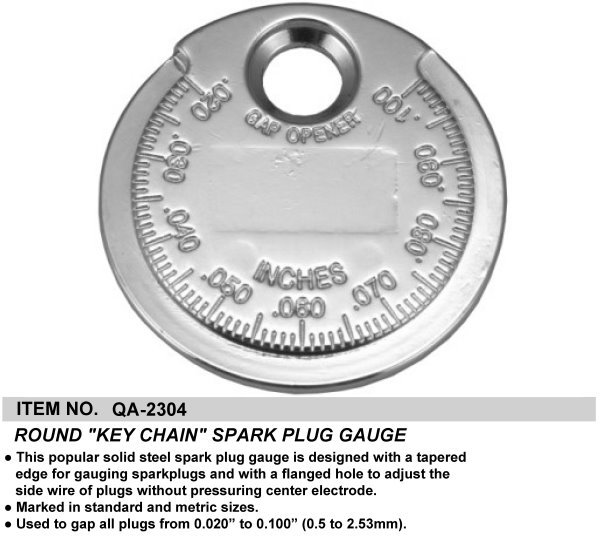 ROUND "KEY CHAIN" SPARK PLUG GAUGE