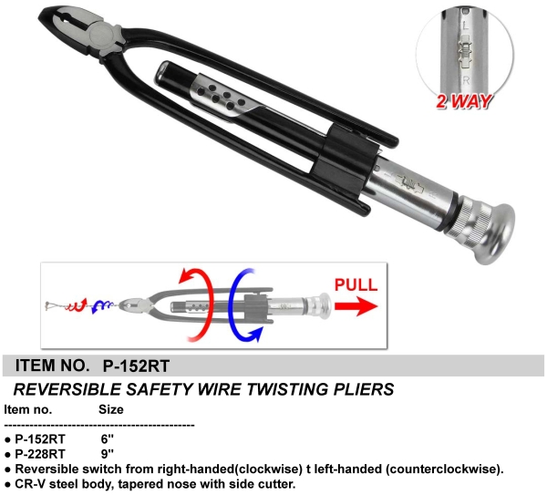 REVERSIBLE SAFETY WIRE TWISTING PLIERS