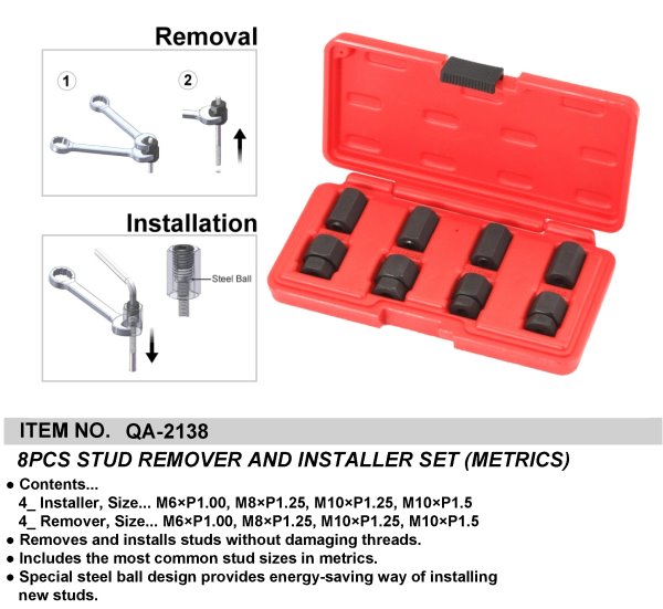 8PCS STUD REMOVER AND INSTALLER SET (METRICS)