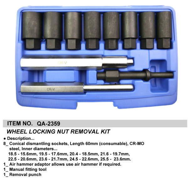 WHEEL LOCKING NUT REMOVAL KIT