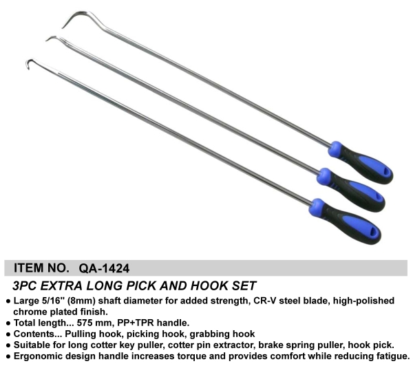 3PC EXTRA LONG PICK AND HOOK SET