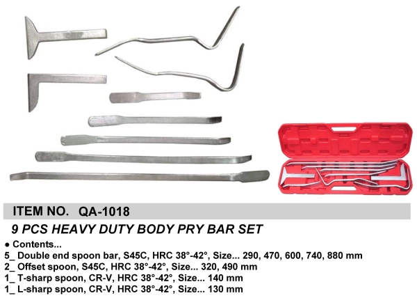 9 PCS HEAVY DUTY BODY PRY BAR SET