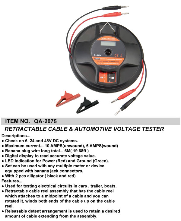 RETRACTABLE CABLE & AUTOMOTIVE VOLTAGE TESTER