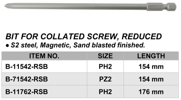 BIT FOR COLLATED SCREW, REDUCED