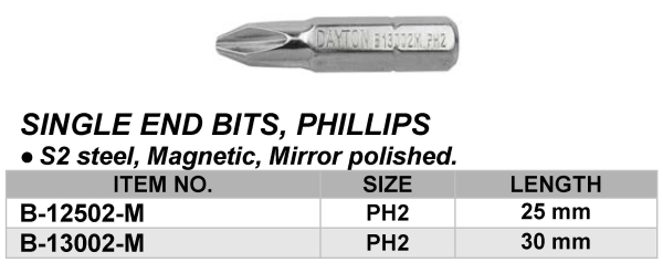 SINGLE END BITS, PHILLIPS