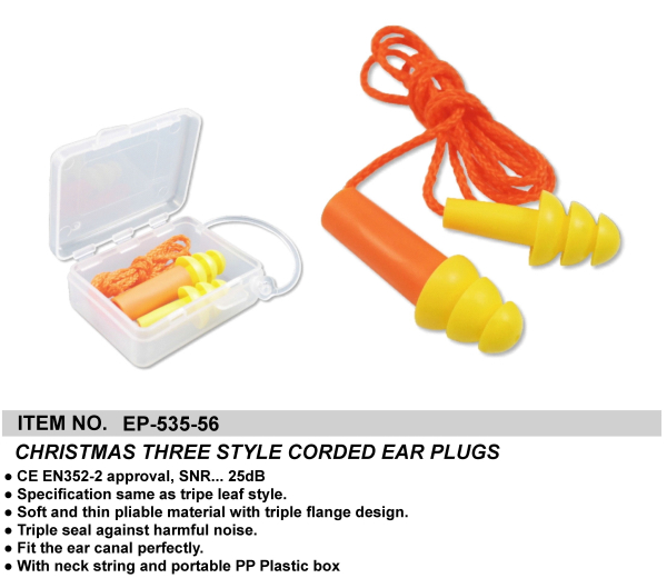 CHRISTMAS THREE STYLE CORDED EAR PLUGS