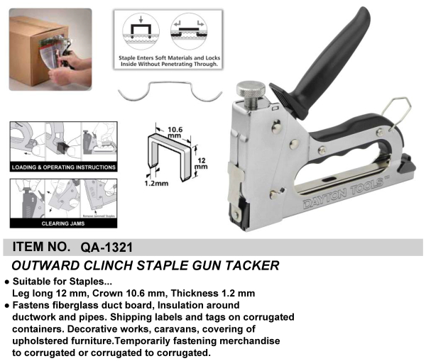 OUTWARD CLINCH STAPLE GUN TACKER