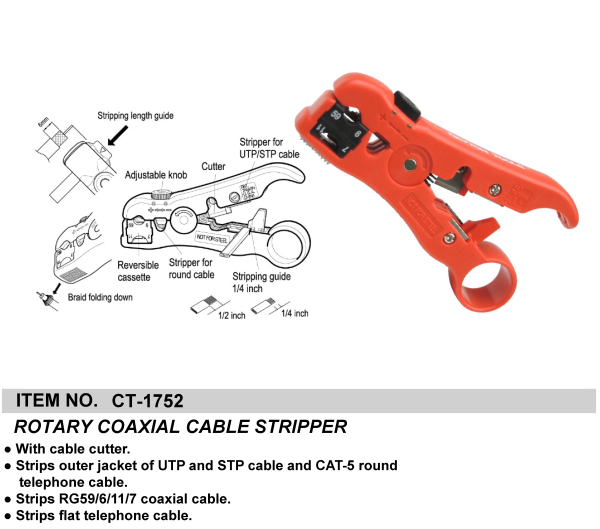ROTARY COAXIAL CABLE STRIPPER