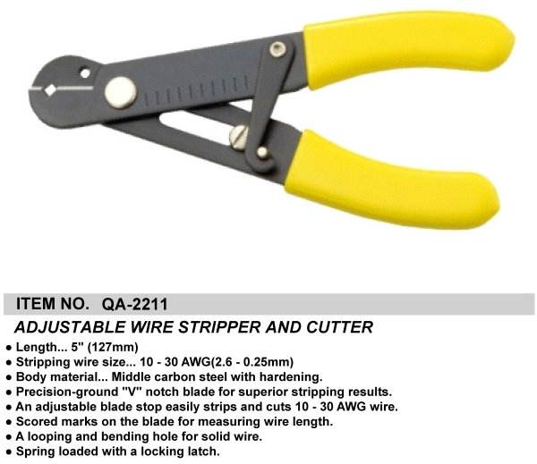 ADJUSTABLE WIRE STRIPPER AND CUTTER