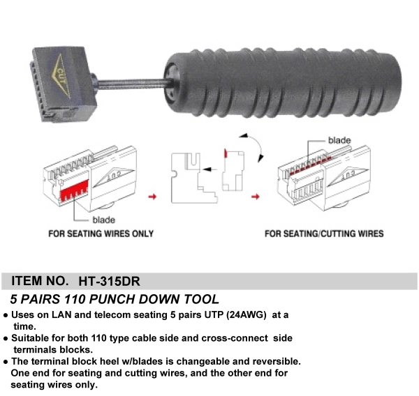 5 PAIRS 110 PUNCH DOWN TOOL
