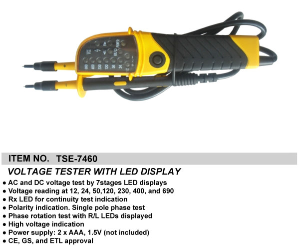 VOLTAGE TESTER WITH LED DISPLAY