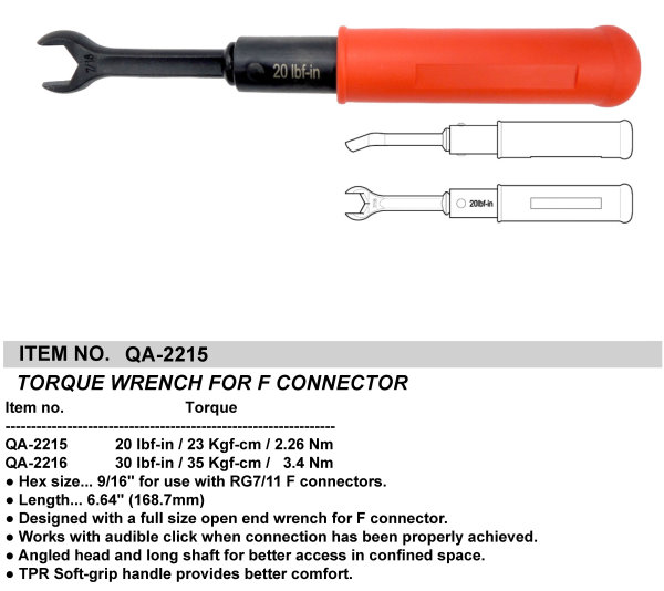 TORQUE WRENCH FOR F CONNECTOR