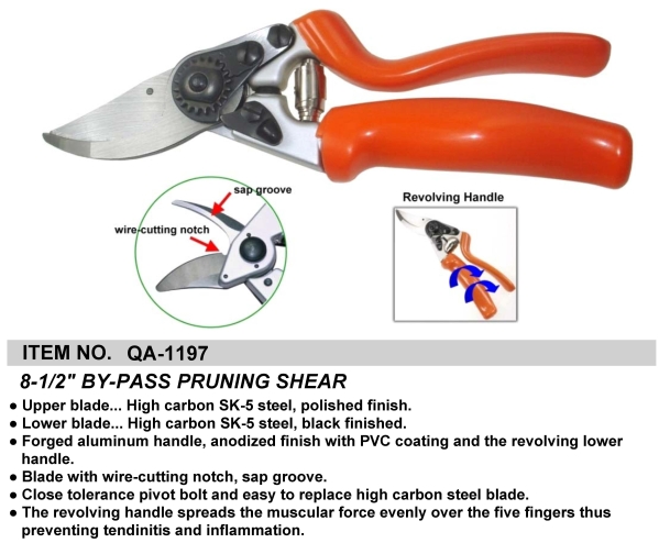 8-1/2" BY-PASS PRUNING SHEAR