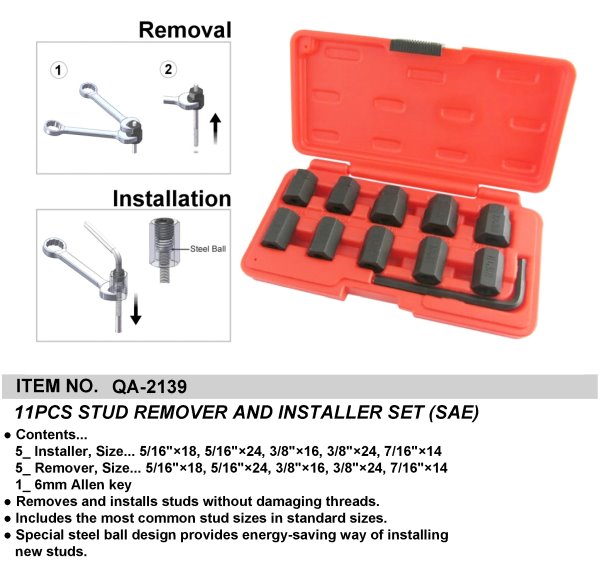 11PCS STUD REMOVER AND INSTALLER SET (SAE)
