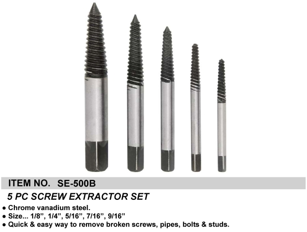 5 PC SCREW EXTRACTOR SET