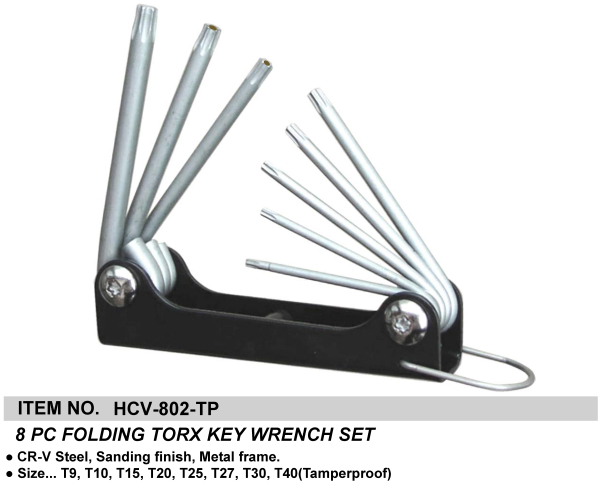 8 PC FOLDING TORX KEY WRENCH SET