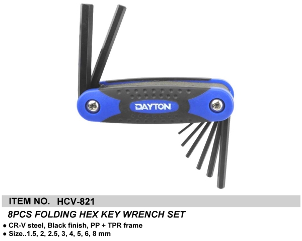 8PCS FOLDING HEX KEY WRENCH SET