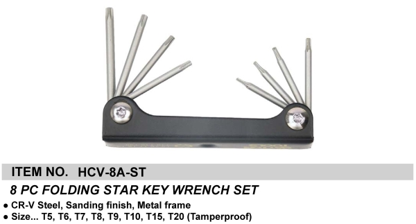 8 PC FOLDING STAR KEY WRENCH SET