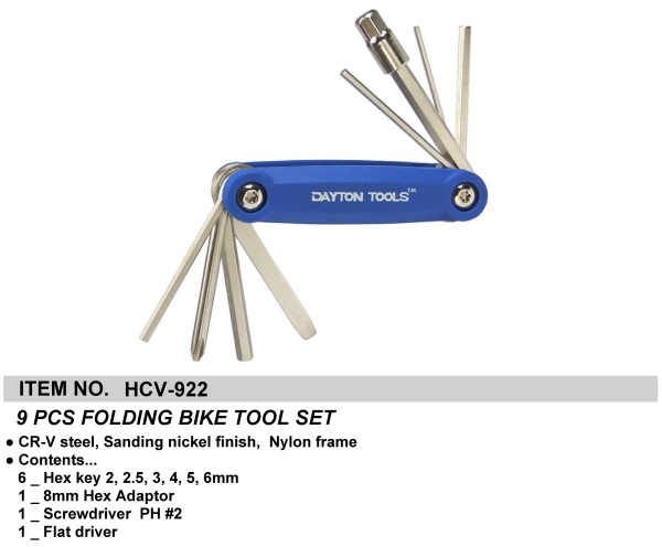 9 PCS FOLDING BIKE TOOL SET