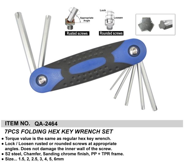 7PCS FOLDING HEX KEY WRENCH SET