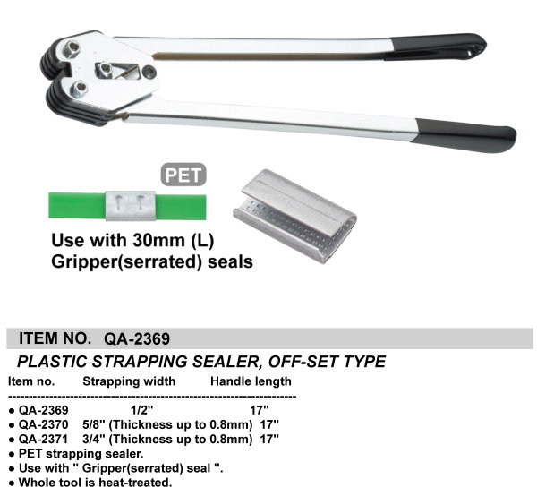 PLASTIC STRAPPING SEALER, OFF-SET TYPE