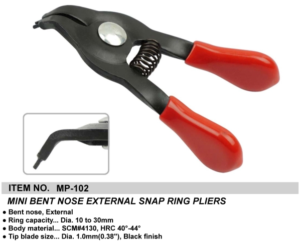 MINI BENT NOSE EXTERNAL SNAP RING PLIERS