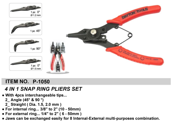 4 IN 1 SNAP RING PLIERS SET