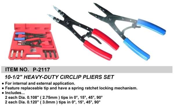 10-1/2" HEAVY-DUTY REPLACEABLE TIP CIRCLIP PLIERS SET