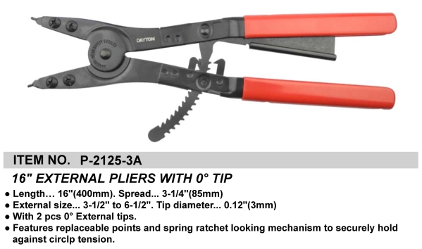 16" EXTERNAL PLIERS WITH 0° TIP