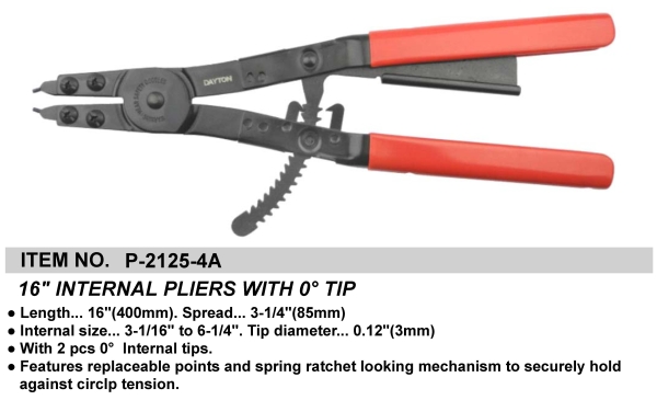 16" INTERNAL PLIERS WITH 0° TIP