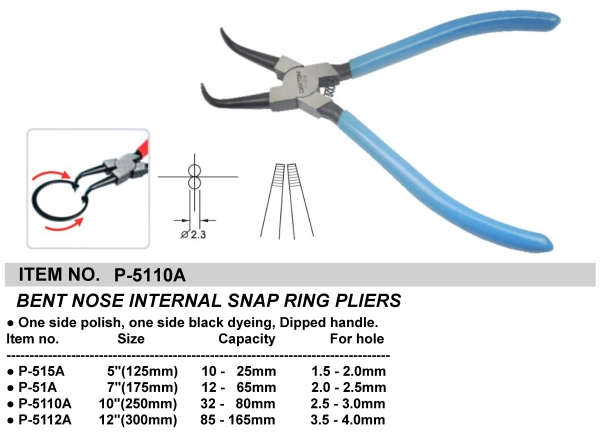 BENT NOSE INTERNAL SNAP RING PLIERS