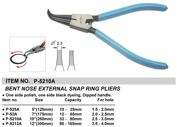 BENT NOSE EXTERNAL SNAP RING PLIERS