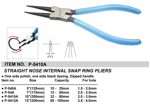 STRAIGHT NOSE INTERNAL SNAP RING PLIERS