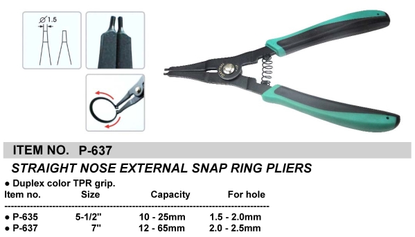STRAIGHT NOSE EXTERNAL SNAP RING PLIERS