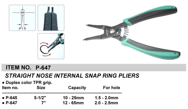 STRAIGHT NOSE INTERNAL SNAP RING PLIERS