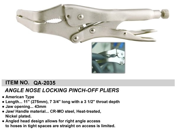 ANGLE NOSE LOCKING PINCH-OFF PLIERS