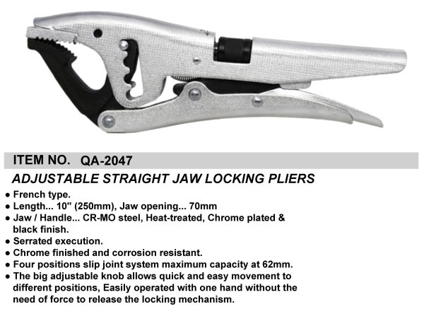 ADJUSTABLE STRAIGHT JAW LOCKING PLIERS