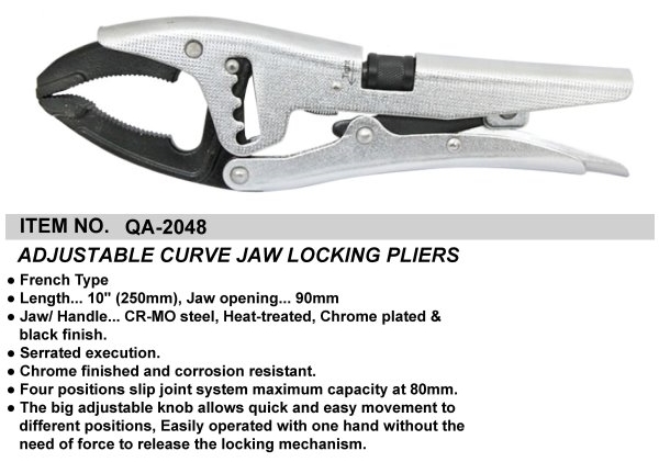 ADJUSTABLE CURVE JAW LOCKING PLIERS