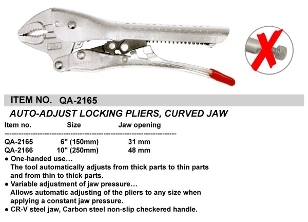 AUTO-ADJUST LOCKING PLIERS, CURVED JAW