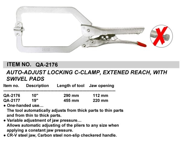 AUTO-ADJUST LOCKING C-CLAMP, EXTENED REACH