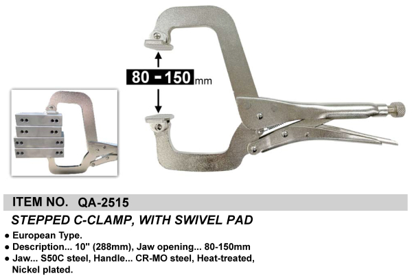 STEPPED C-CLAMP, WITH SWIVEL PAD