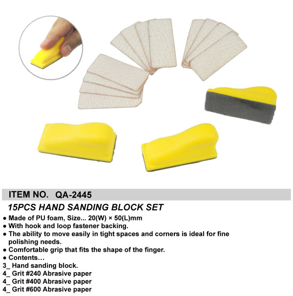 15PCS HAND SANDING BLOCK SET