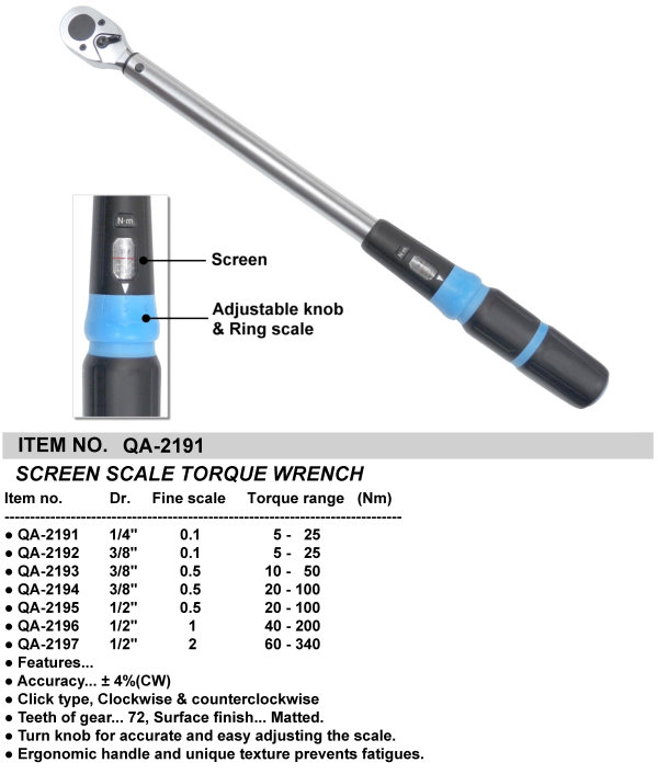 SCREEN SCALE TORQUE WRENCH