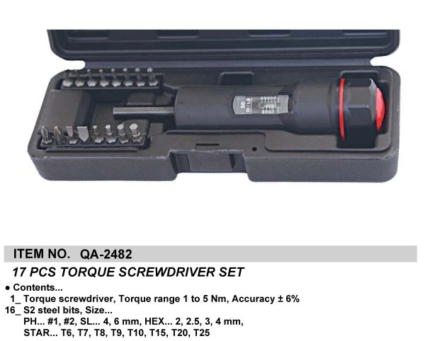 17 PCS TORQUE SCREWDRIVER SET