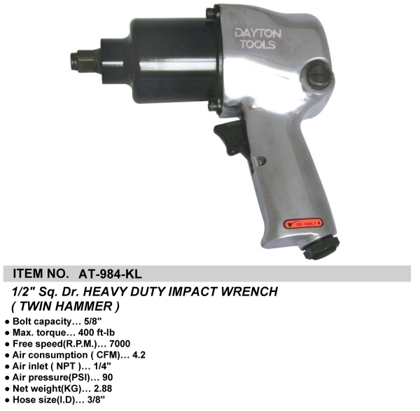 1/2" Sq. Dr. HEAVY DUTY IMPACT WRENCH (TWIN HAMMER)