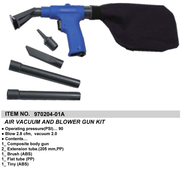 AIR VACUUM AND BLOWER GUN KIT