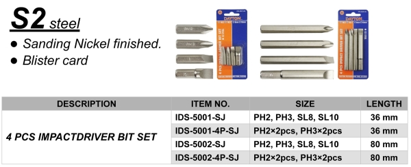 4 PCS IMPACTDRIVER BIT SET